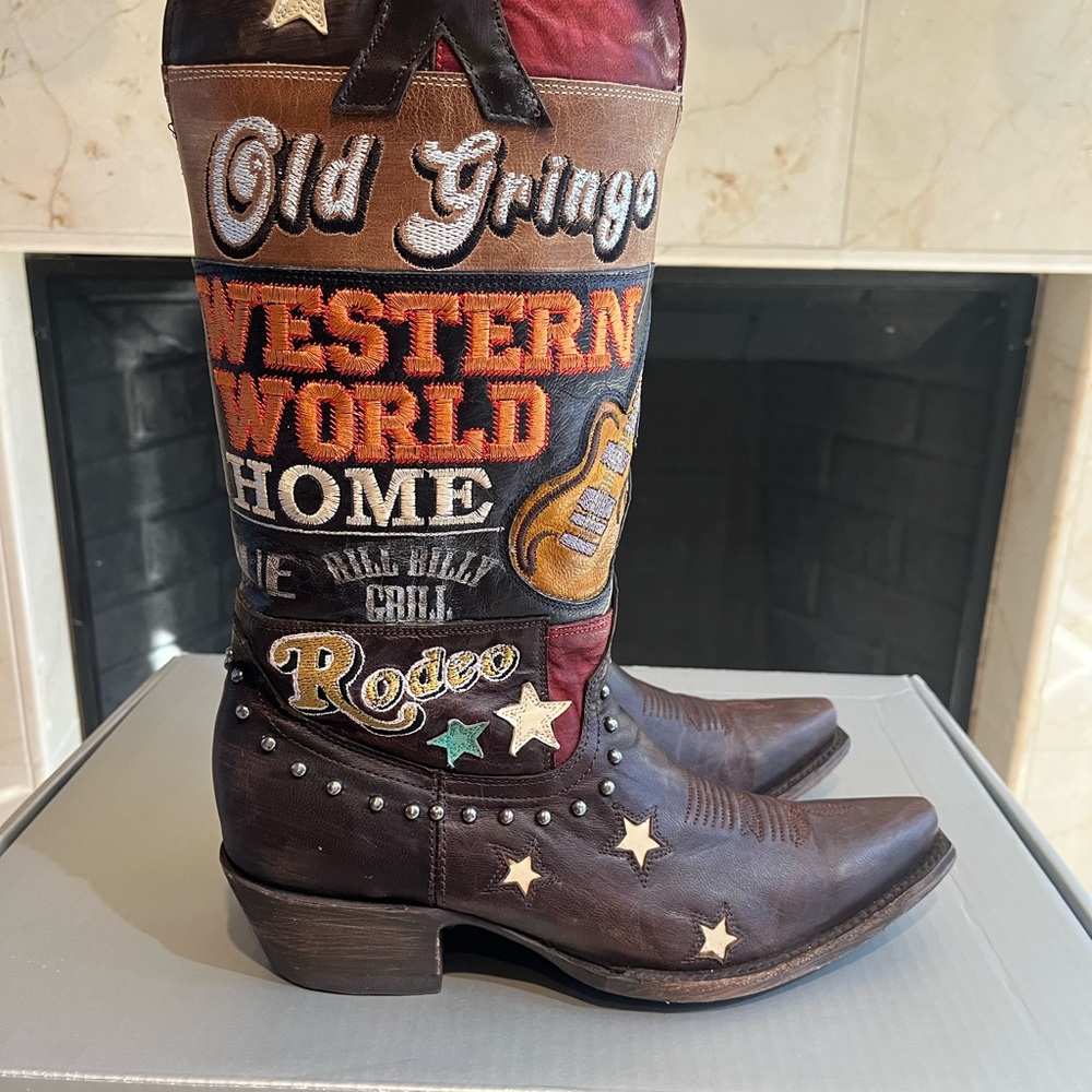 Old Gringo, Rodeo-themed Brown Leather Boots